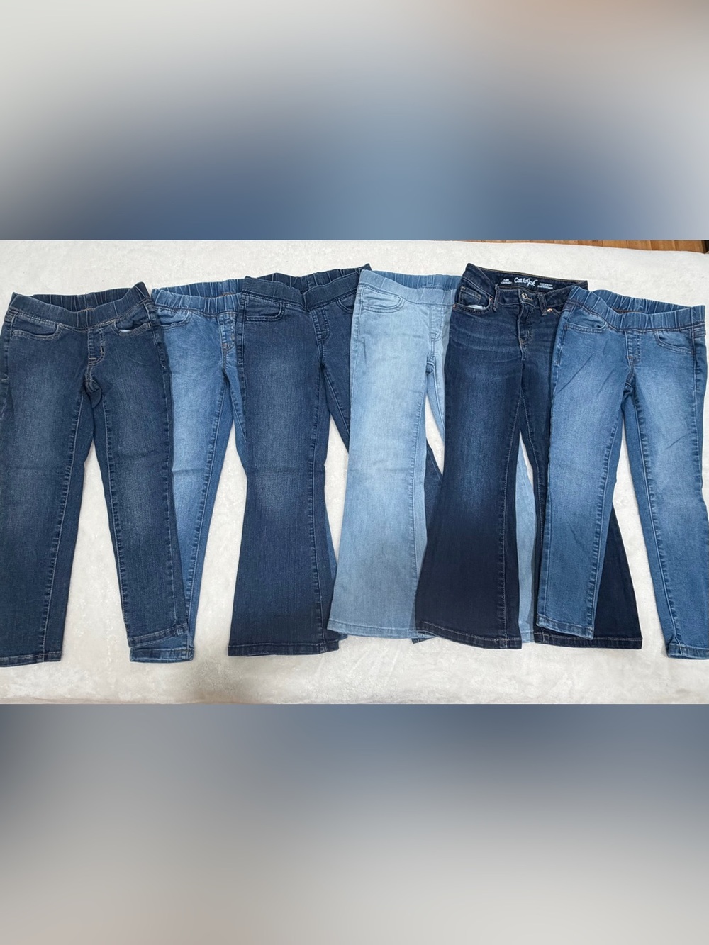 Cat & Jack Girl’s Stretch Flare & Skinny Blue Pull-Up Jeans Jeggings Size 6 & 7
